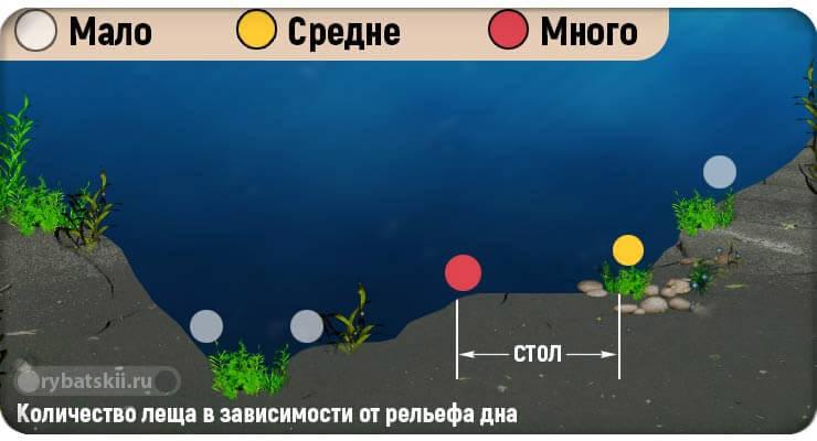 Рельеф дна водоёма в графике