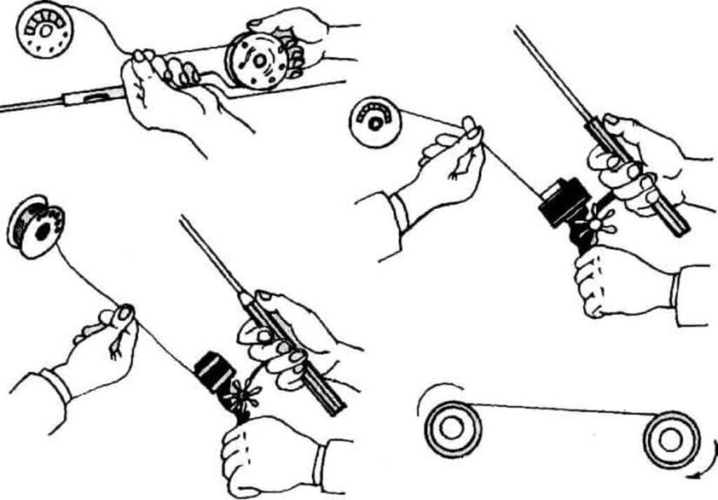 Как привязать леску к катушке спиннинга